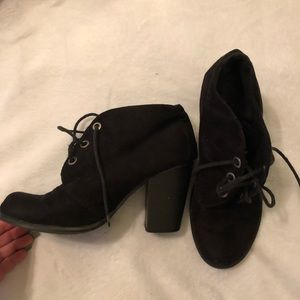 Black Suede Chunky Bootie